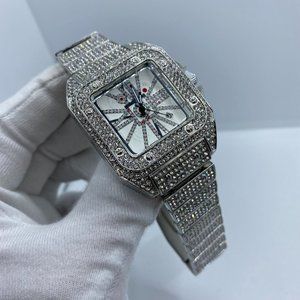 Square Design Iced Out Color Detailed Watch